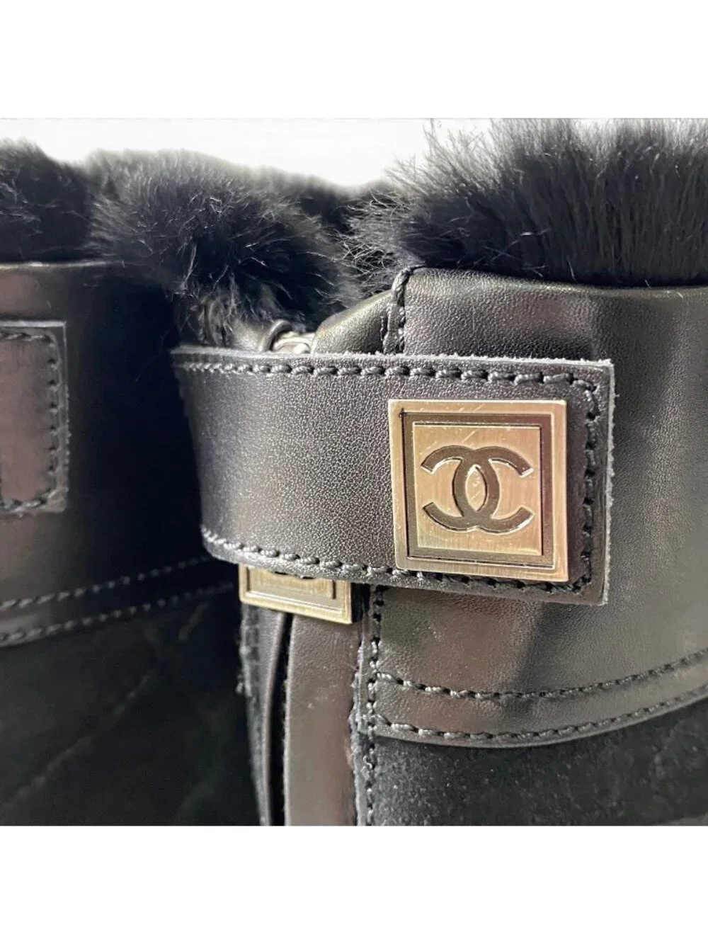 Chanel E8 Sports Back Zip Middle Boots 36.5 CC Logo - Picture 9 of 10